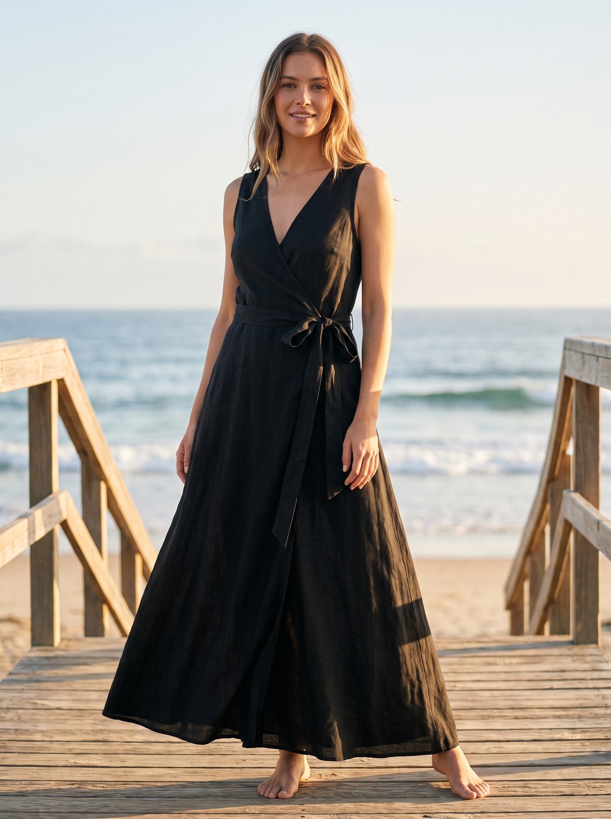 Black wrap maxi dress by Riley Belle