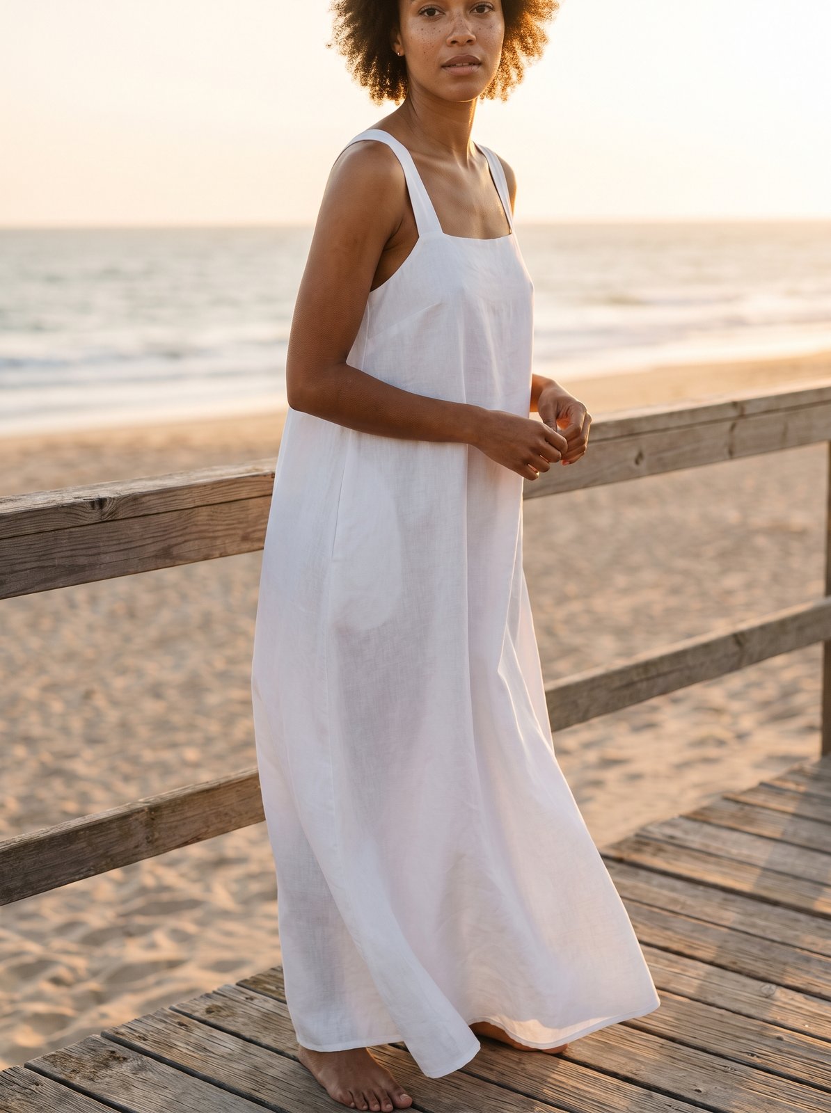 Jade Easy White A-Line Summer Maxi Dress by Riley Belle