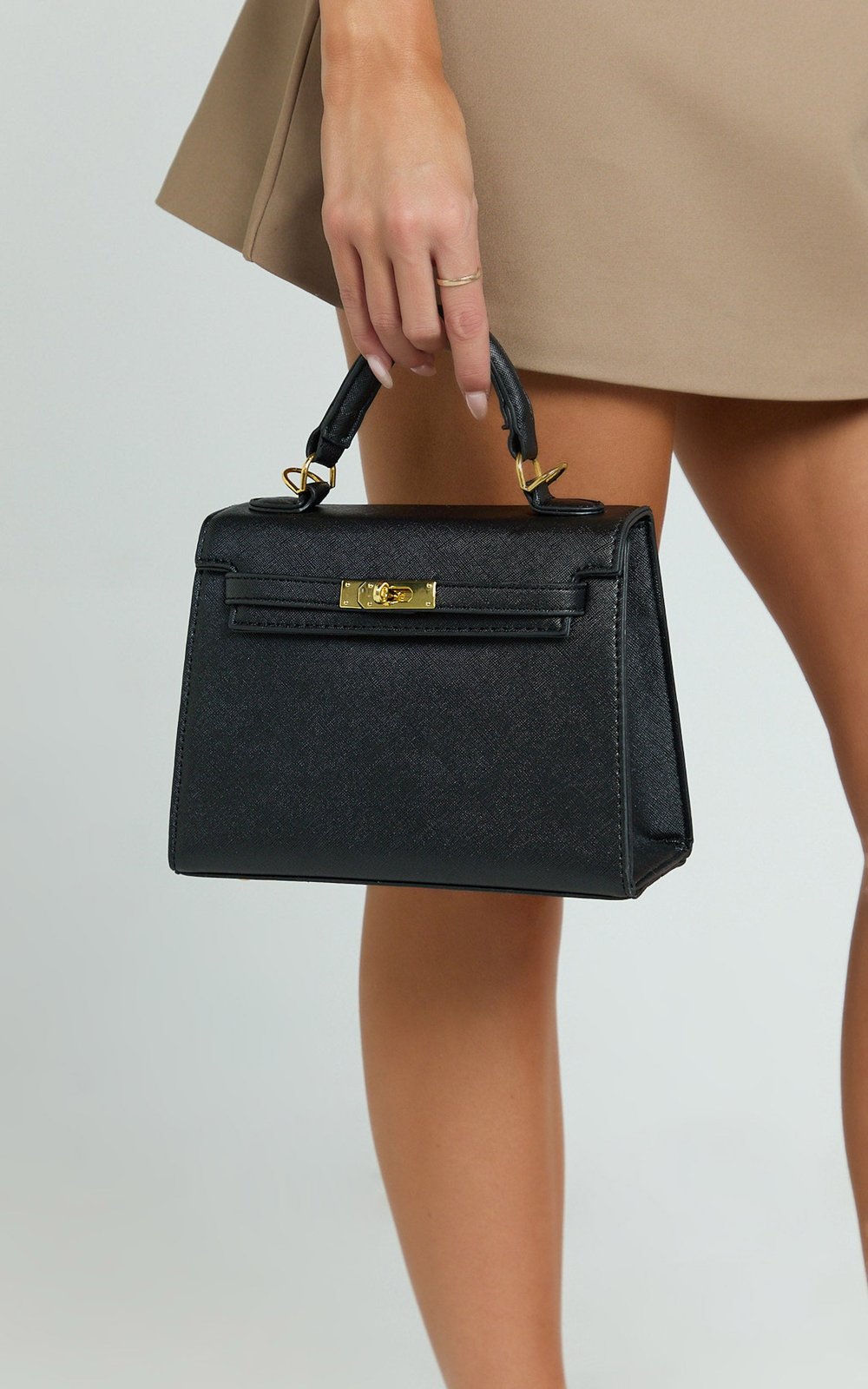 Sia Sleek Black Top-Handle Occasion Bag detail by Riley Belle