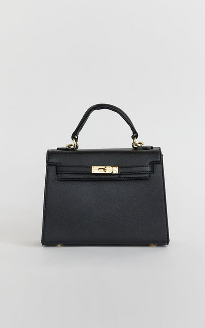 Sia Sleek Black Top-Handle Occasion Bag side view by Riley Belle