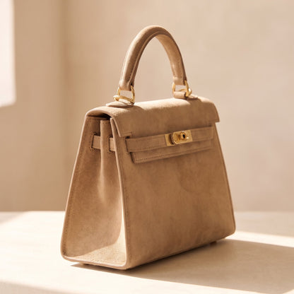 Esmae Tan Suede Structured Top-Handle Occasion Bag