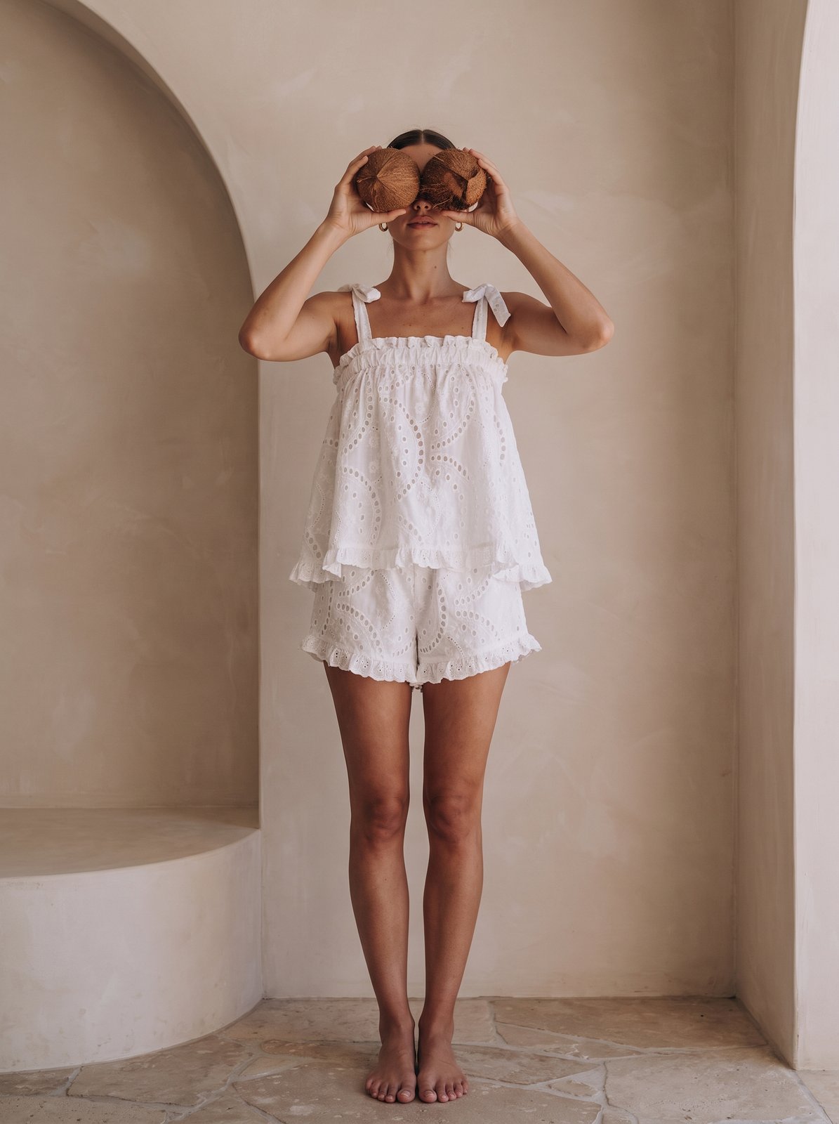 Wrenley Breezy White Broderie Short Set by Riley Belle