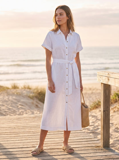 White linen shirt midi dress by Riley Belle