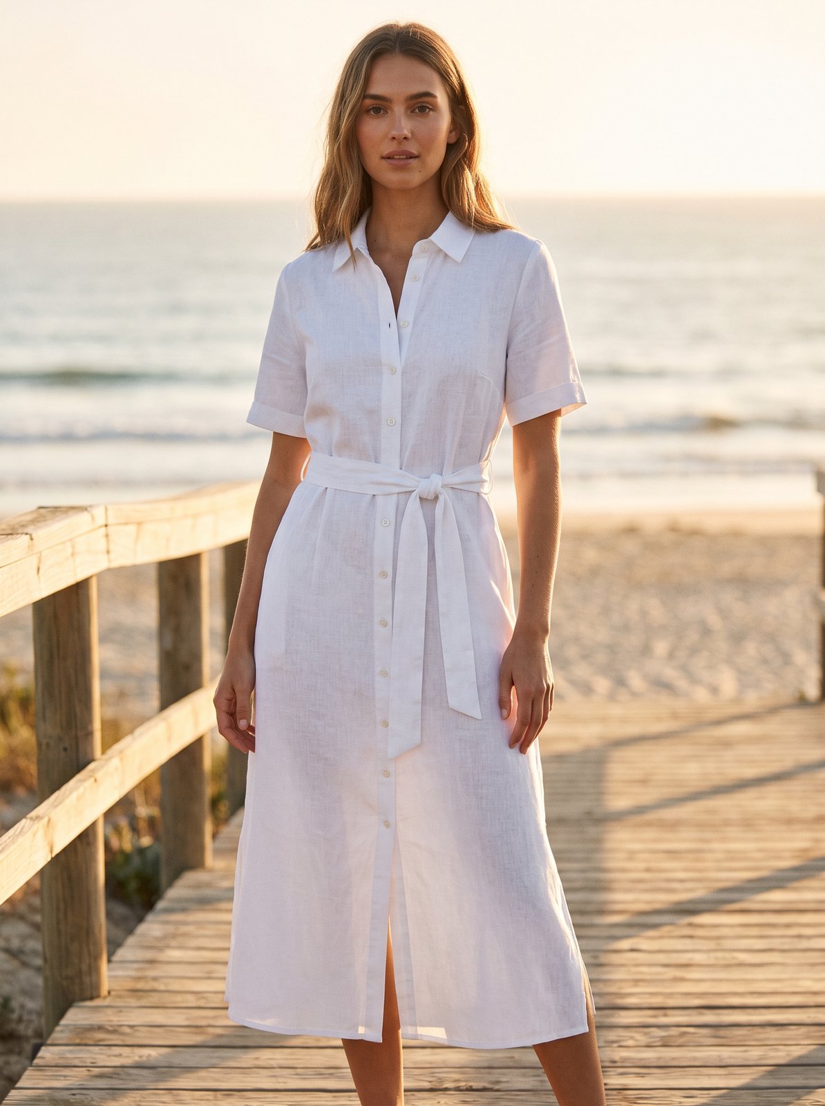 White linen shirt midi dress by Riley Belle
