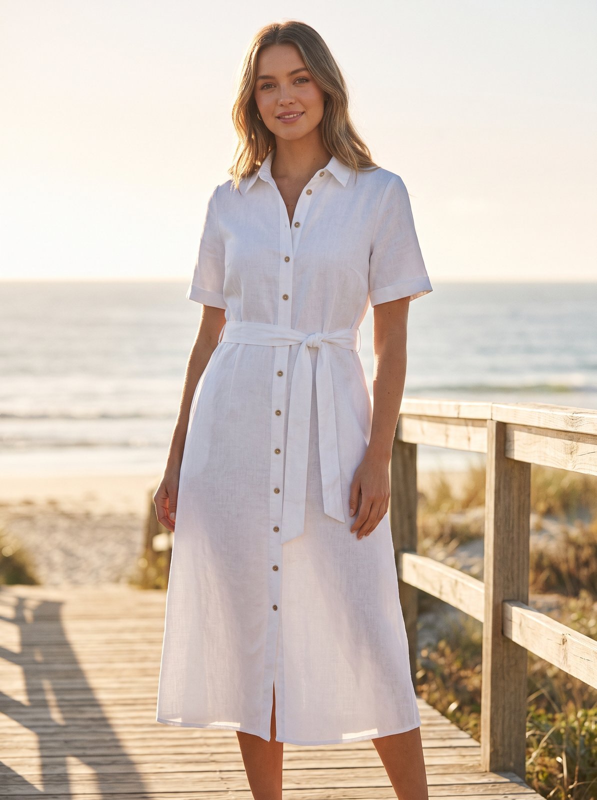 White linen shirt midi dress by Riley Belle