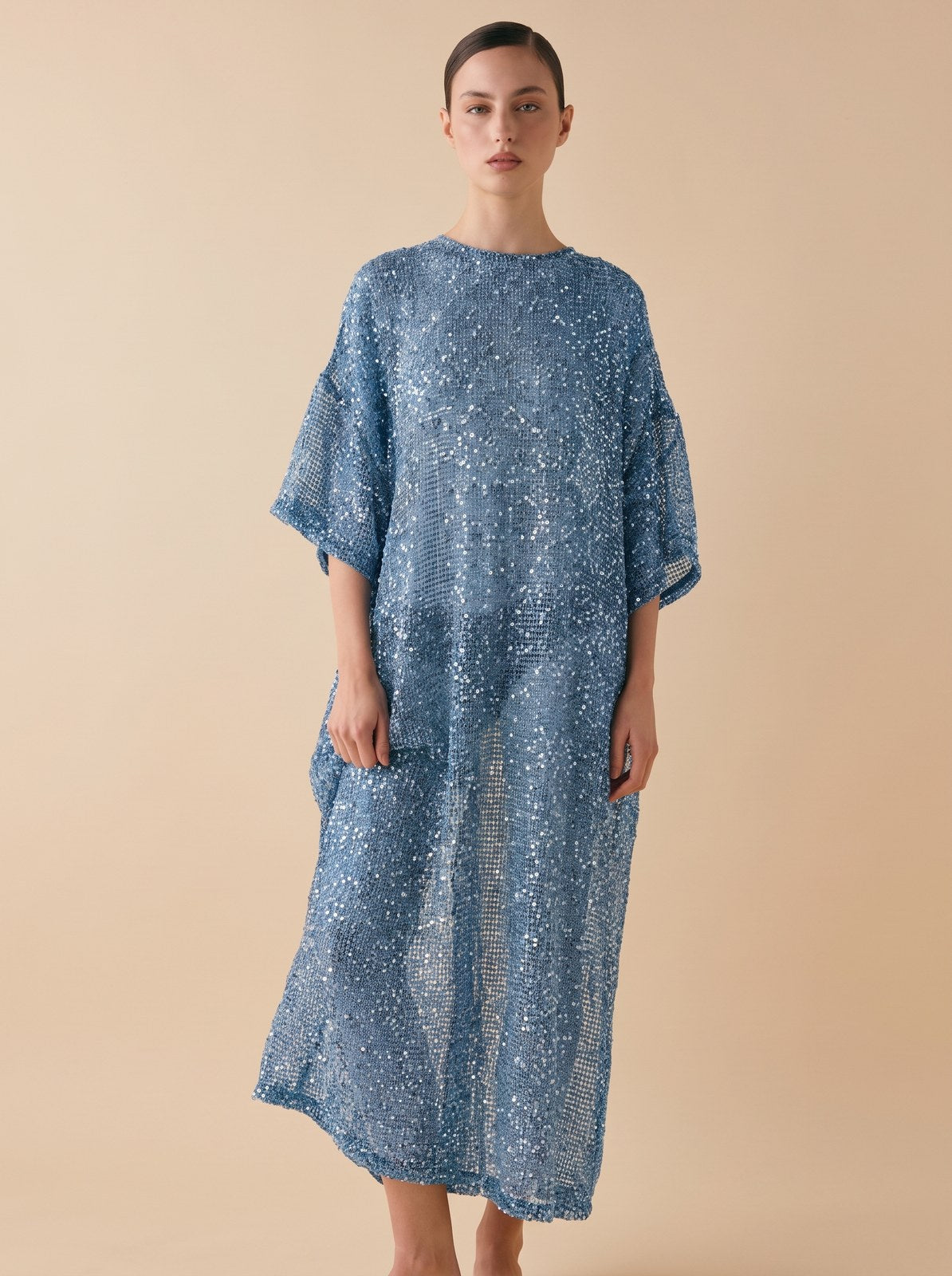 Blake Dazzling Blue Sequin Midi Dress by Riley Belle