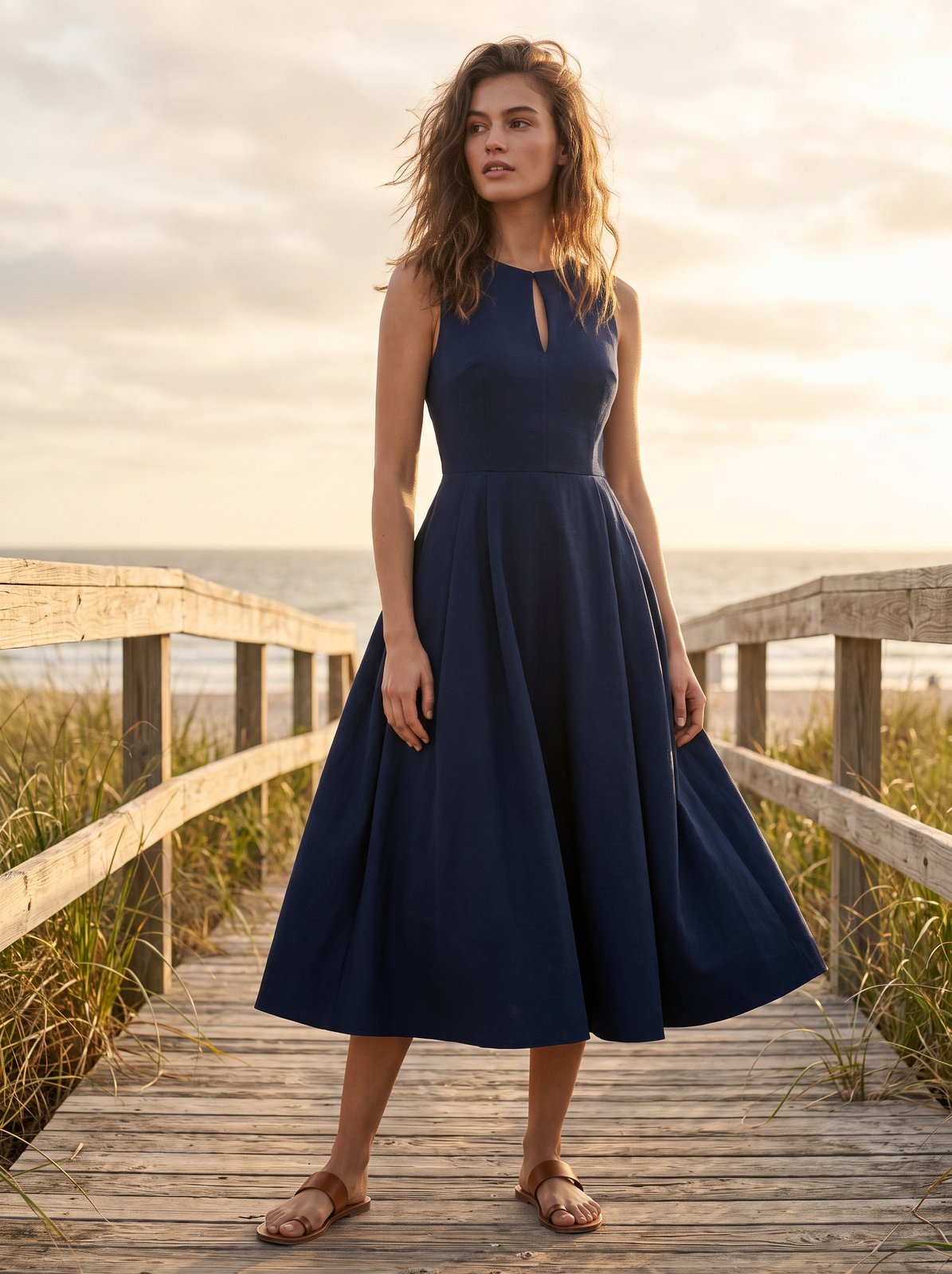 Navy keyhole cocktail midi dress by Riley Belle