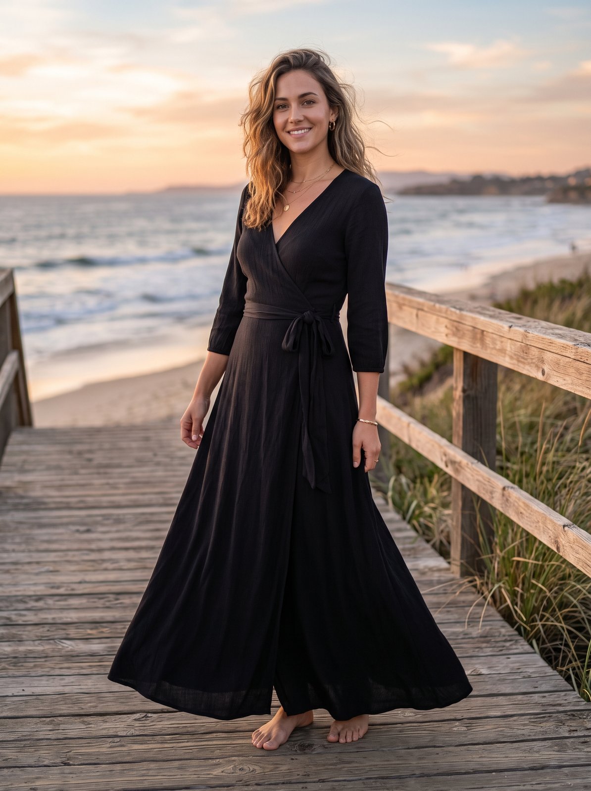 Black wrap maxi dress by Riley Belle