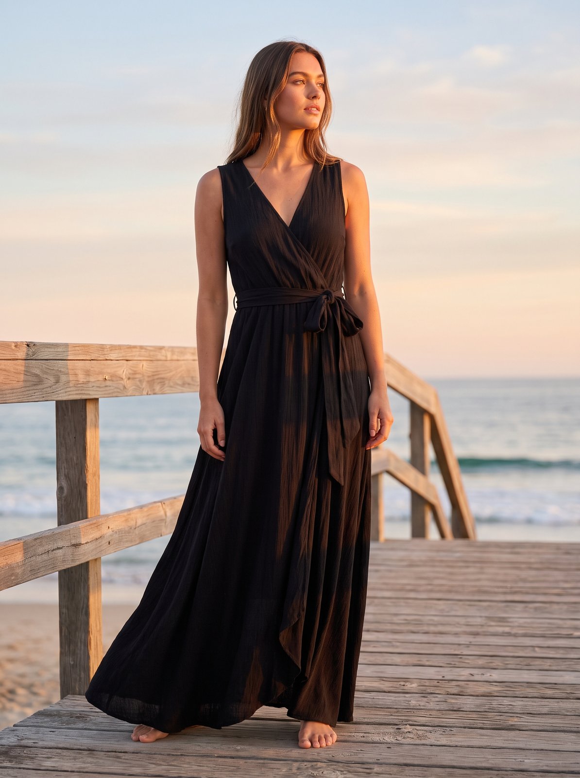 Black wrap maxi dress by Riley Belle