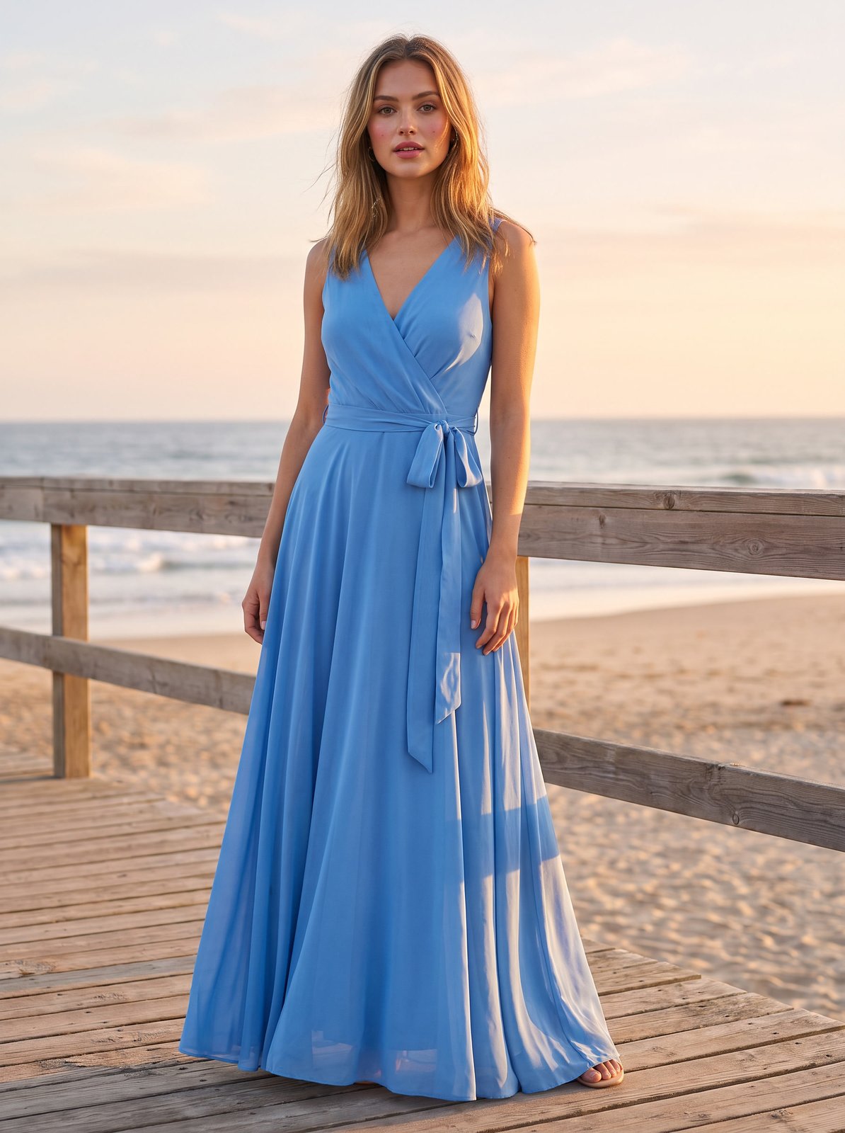 Blue wrap maxi dress by Riley Belle