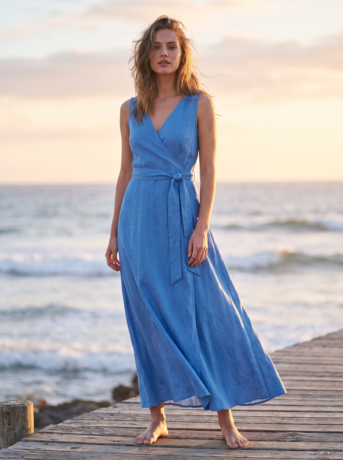 Blue wrap maxi dress by Riley Belle