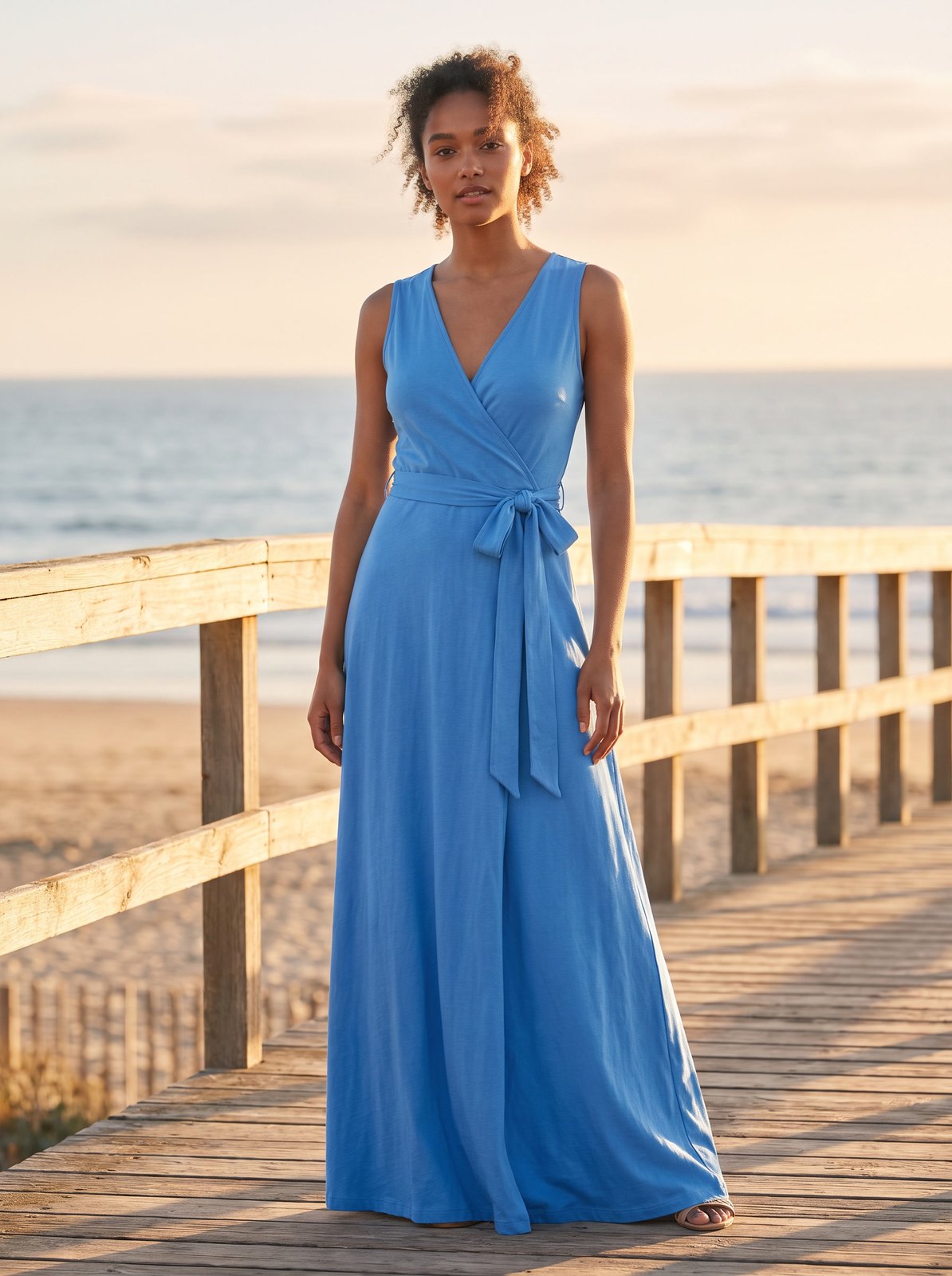 Blue wrap maxi dress by Riley Belle