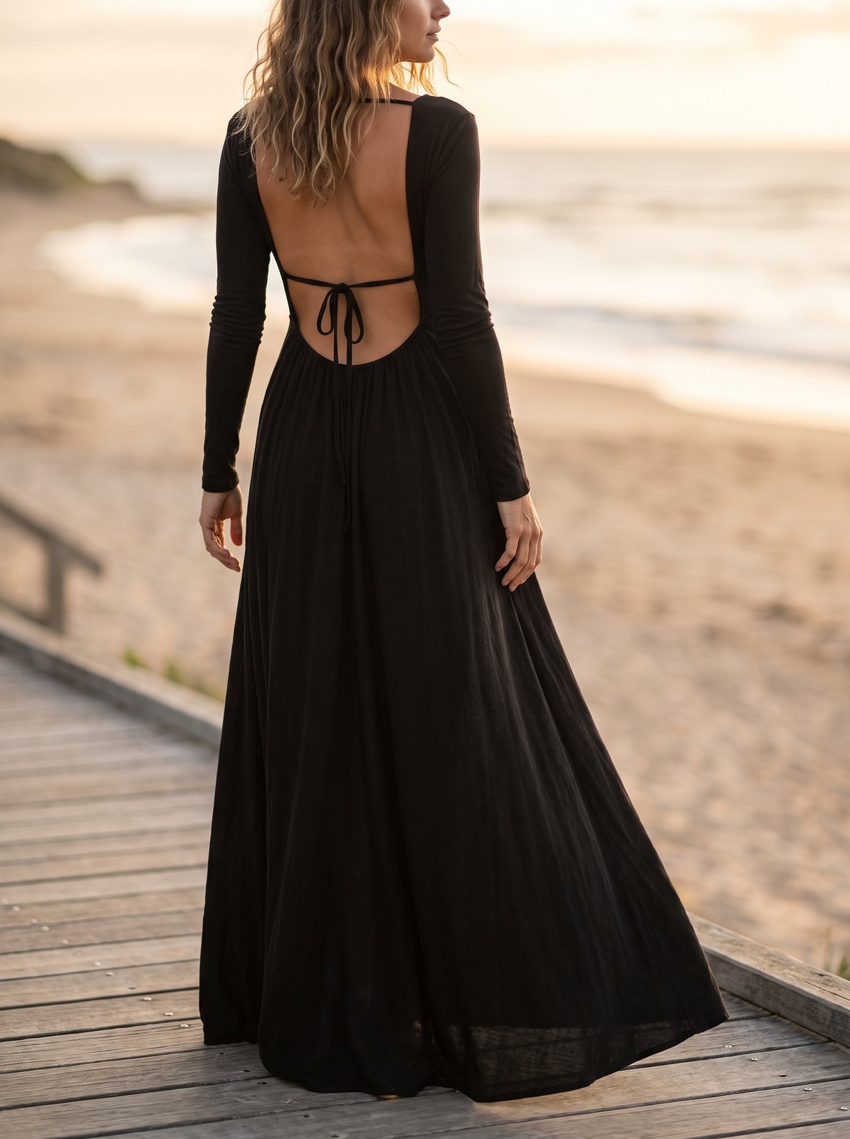Etta Timeless Black Backless Maxi Dress by Riley Belle