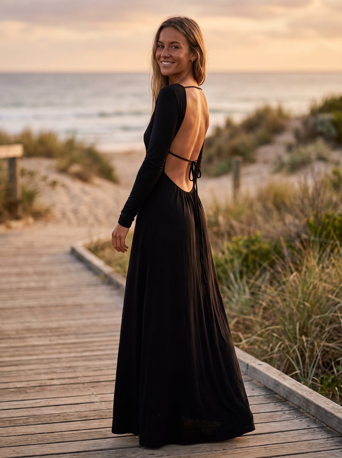 Etta Timeless Black Backless Maxi Dress by Riley Belle