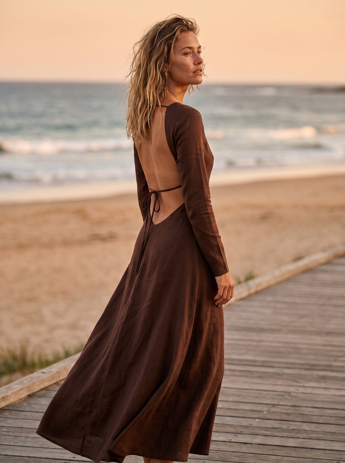 Etta Timeless Chocolate Brown Backless Maxi Dress by Riley Belle
