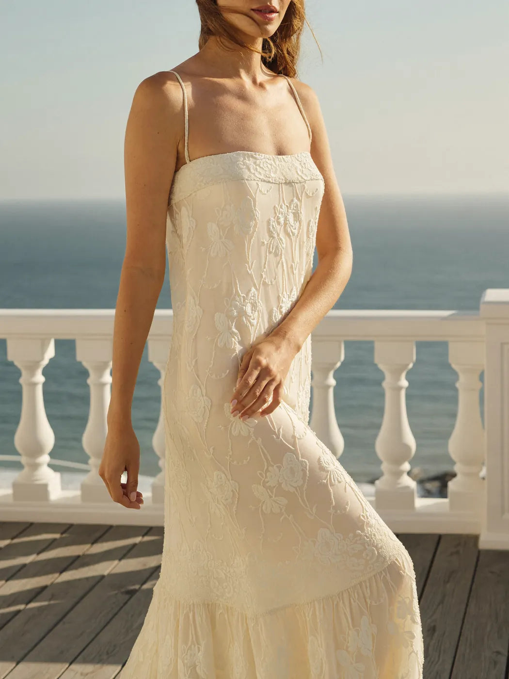 Grace Timeless Cream Embroidered Lace Maxi Dress