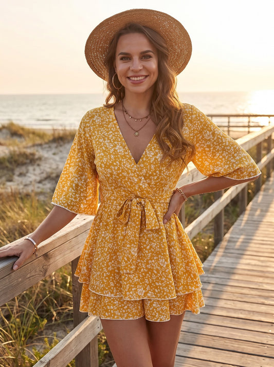 Honey Cheerful Lemon Floral Playsuit by Riley Belle