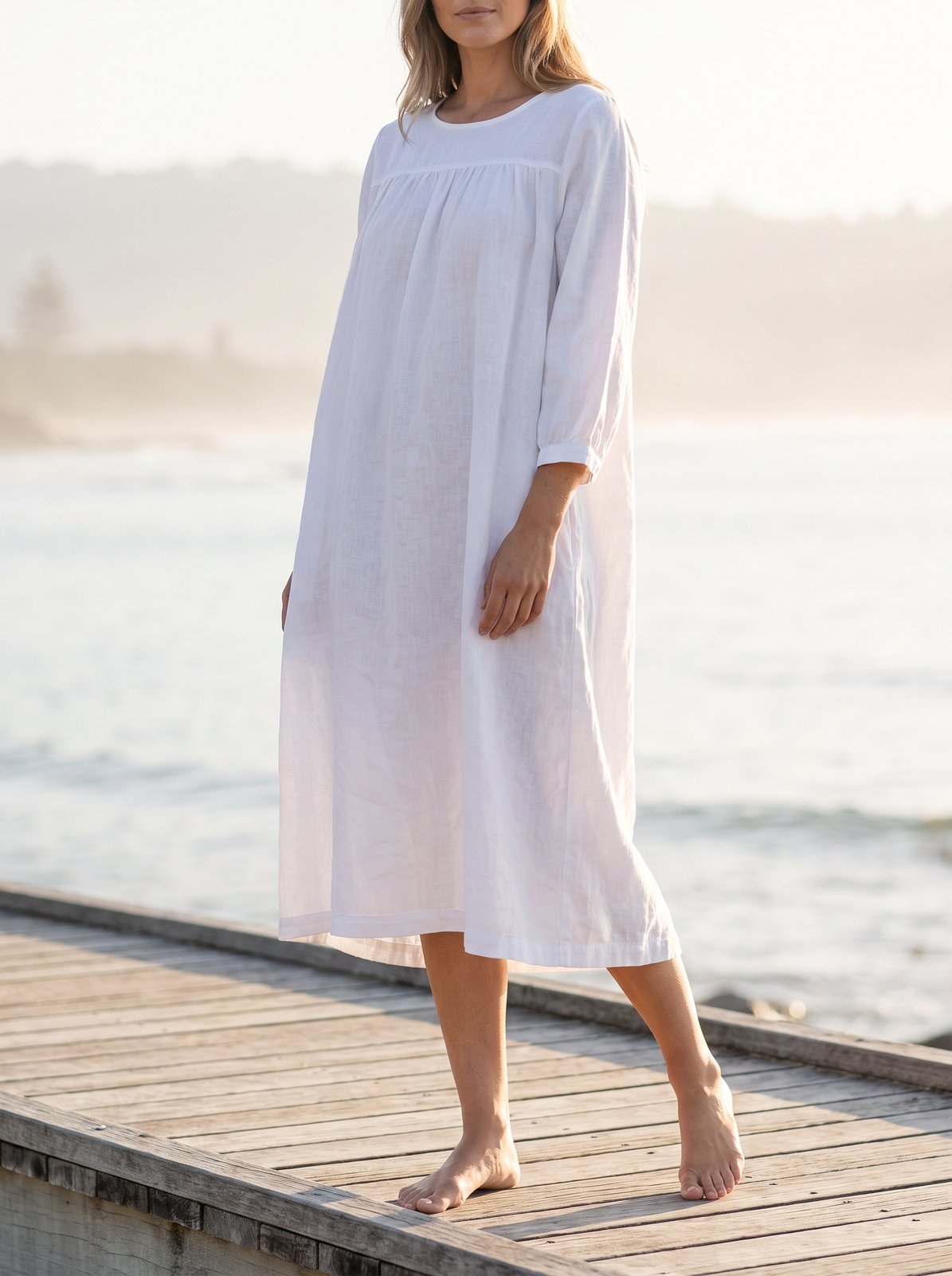 White smock summer midi dress by Riley Belle