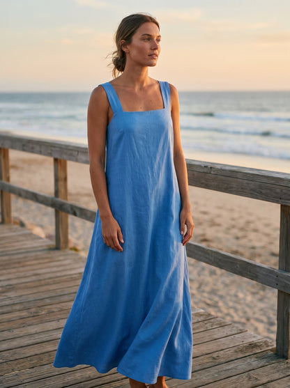 Jade Easy Blue A-Line Summer Maxi Dress by Riley Belle