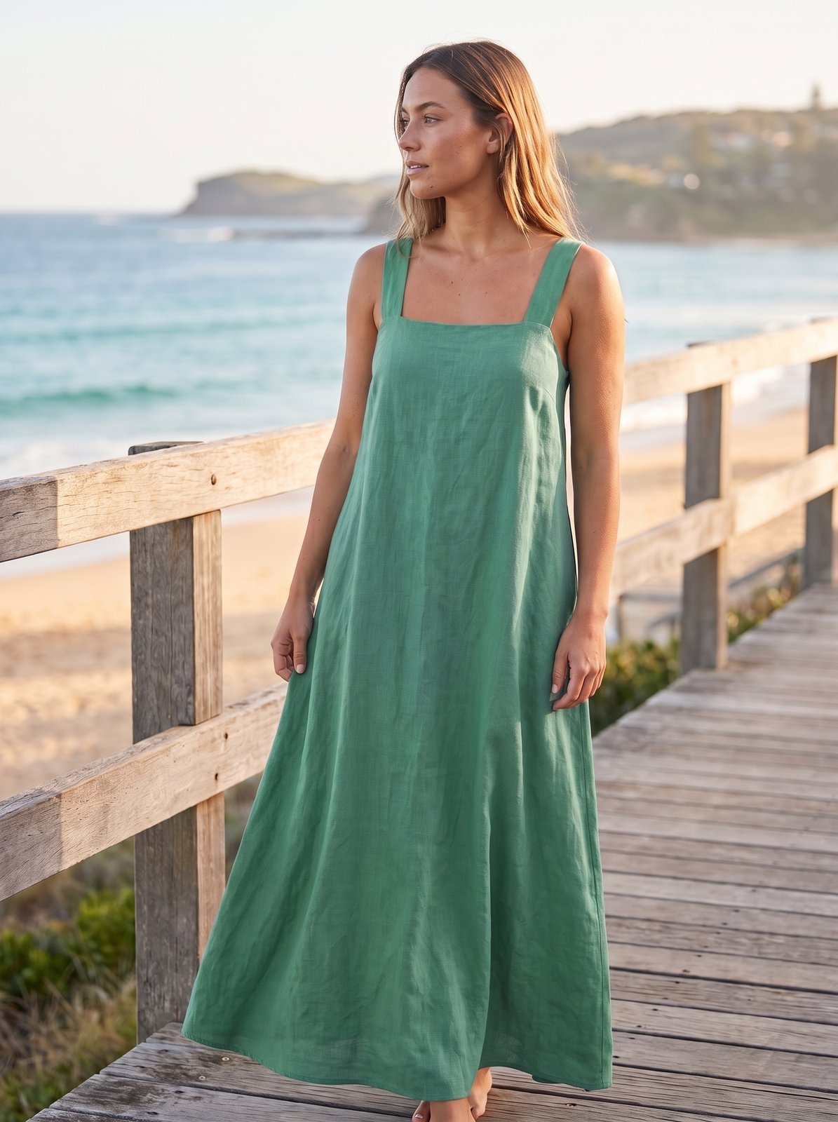 Jade Easy Green A-Line Summer Maxi Dress by Riley Belle