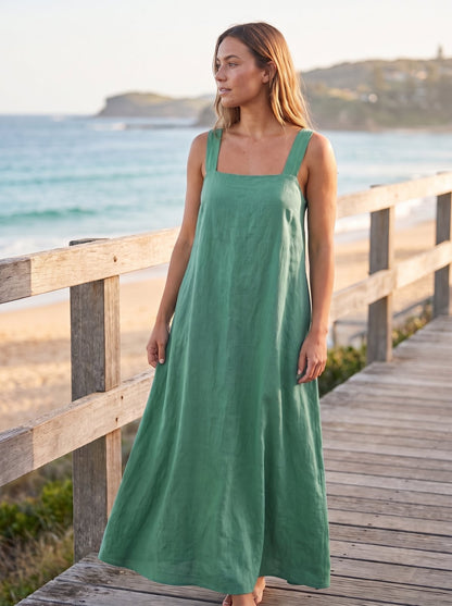 Jade Easy Green A-Line Summer Maxi Dress by Riley Belle