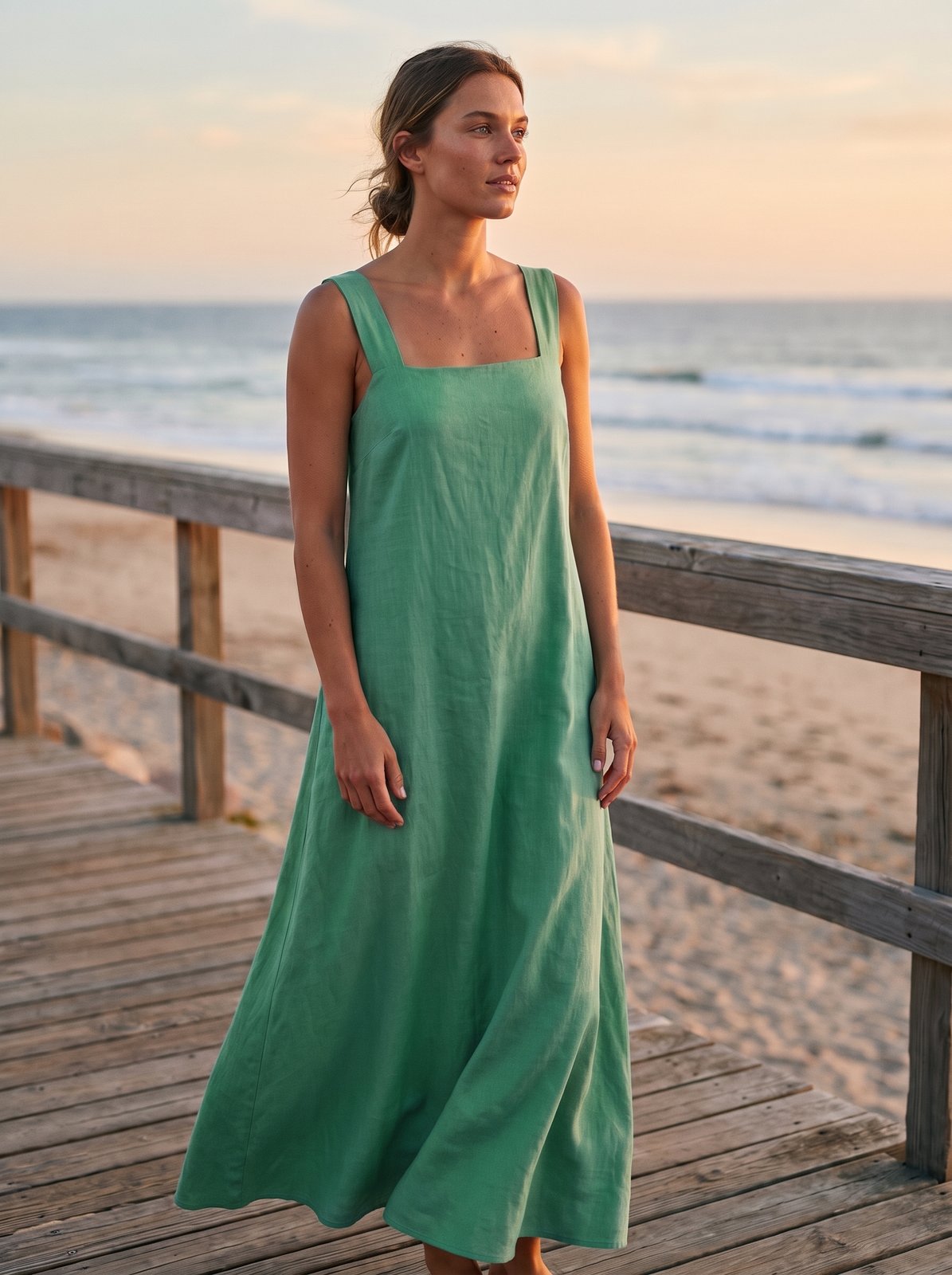 Jade Easy Green A-Line Summer Maxi Dress by Riley Belle