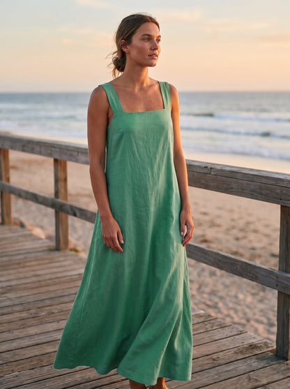 Jade Easy Green A-Line Summer Maxi Dress by Riley Belle