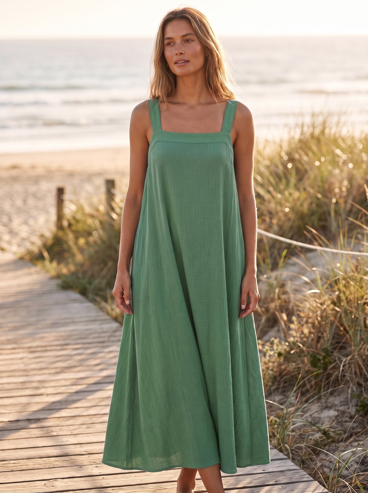 Jade Easy Green A-Line Summer Maxi Dress by Riley Belle