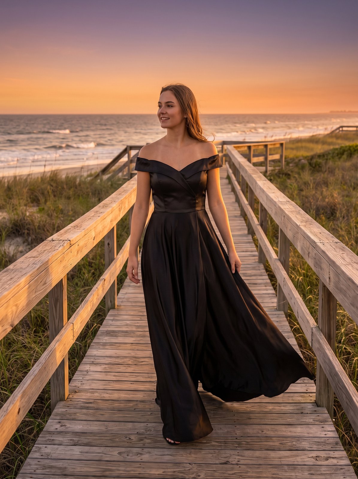 Black satin off shoulder cocktail maxi dress by Riley Belle