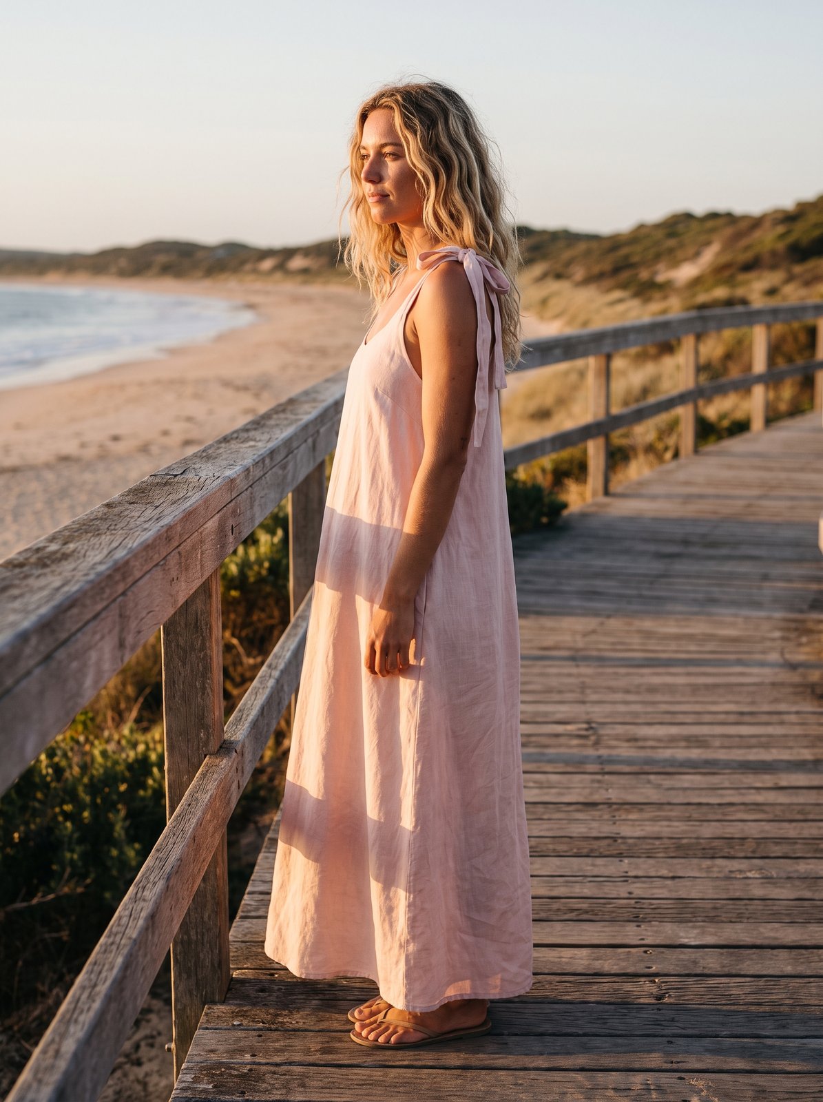 Kiara Radiant Pink Tie Shoulder Maxi Dress by Riley Belle