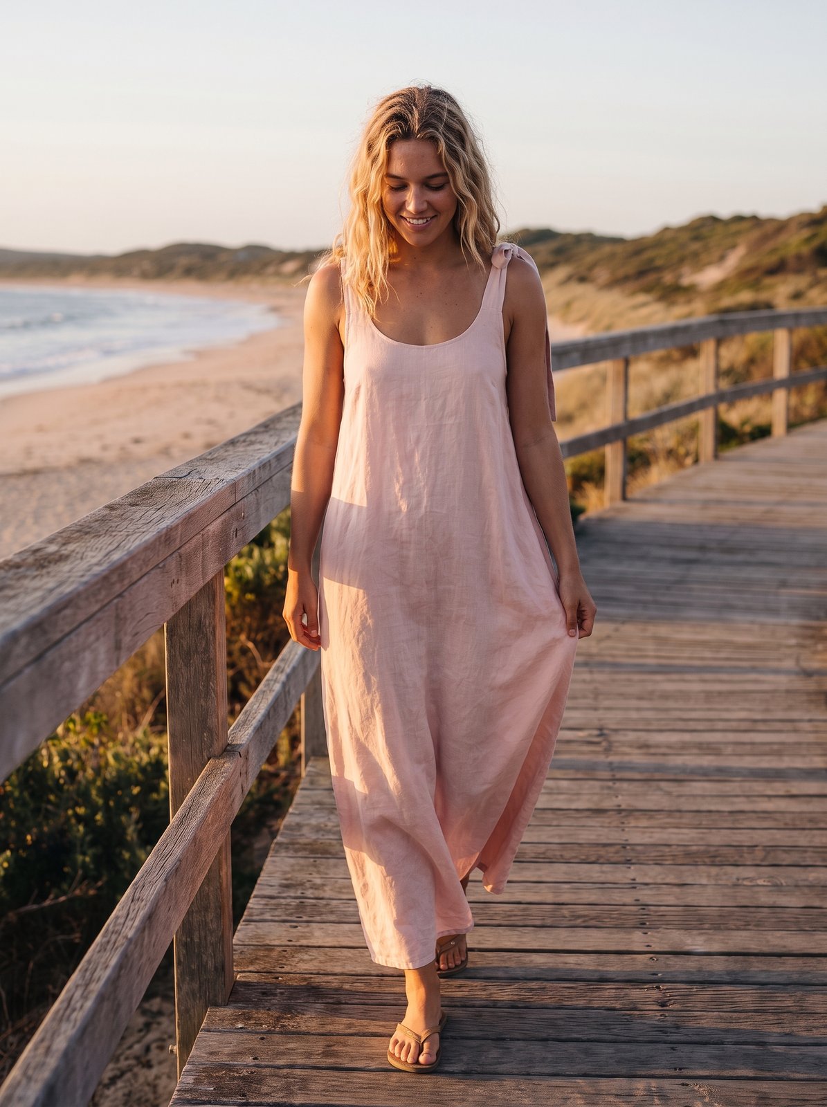 Kiara Radiant Pink Tie Shoulder Maxi Dress by Riley Belle