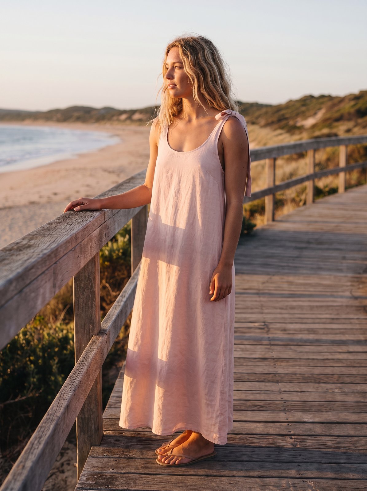 Kiara Radiant Pink Tie Shoulder Maxi Dress by Riley Belle