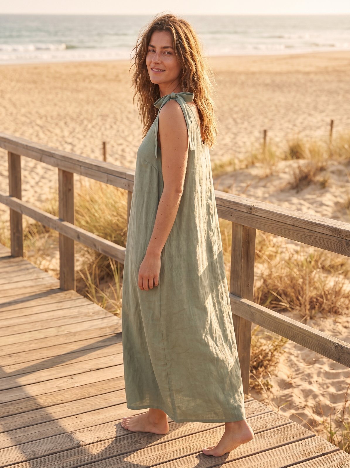 Kiara Radiant Sage Green Tie Shoulder Maxi Dress by Riley Belle