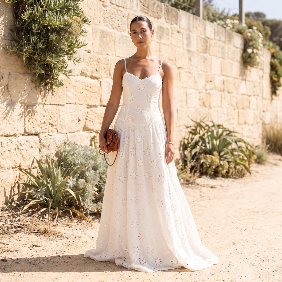 Isla white broderie anglaise maxi dress by Riley Belle