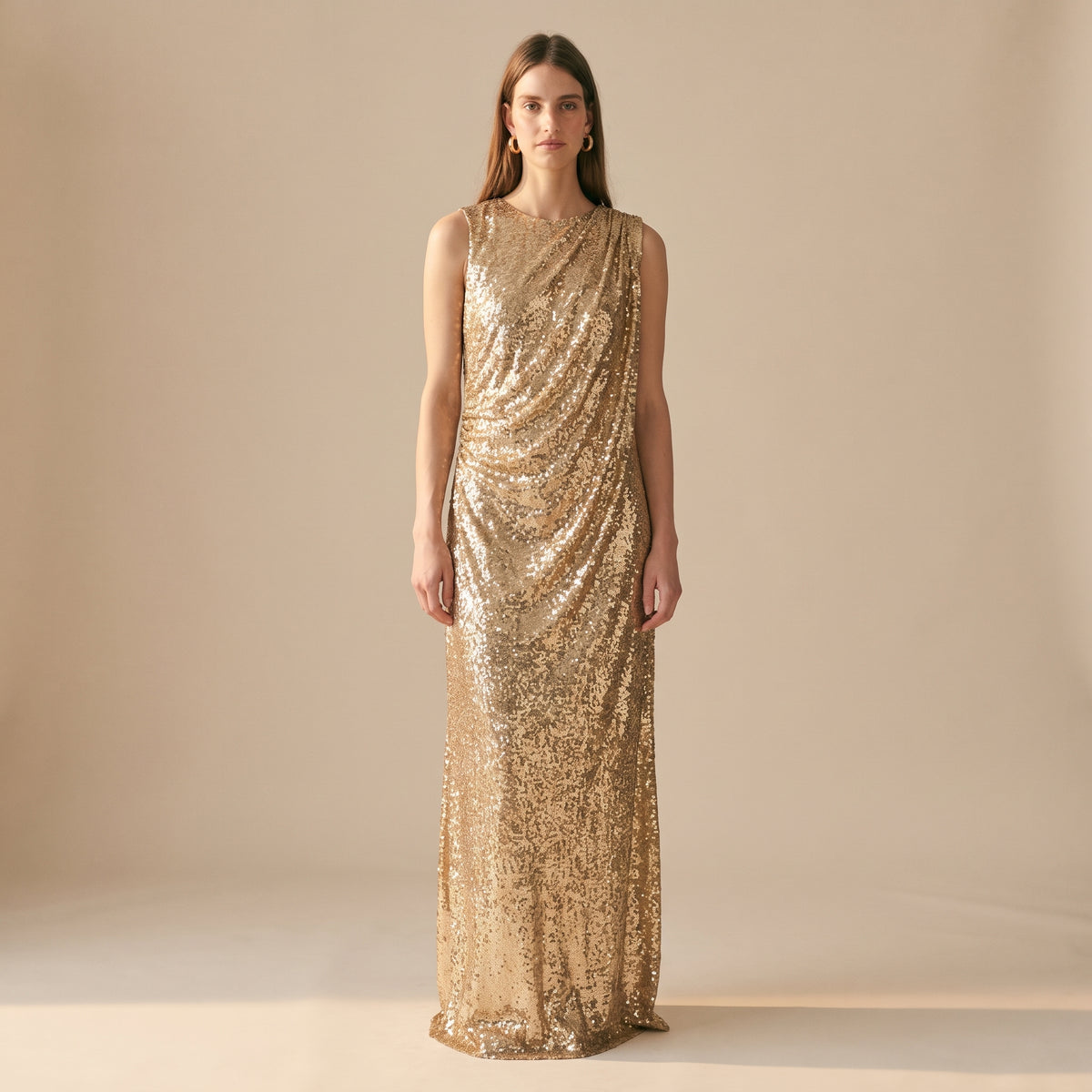 Celia gold sequin occasion maxi dress by Riley Belle