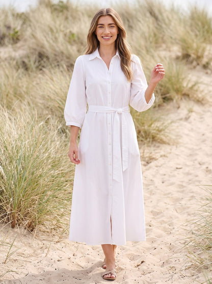Lou Relaxed White Resort Shirt Maxi Dress by Riley Belle