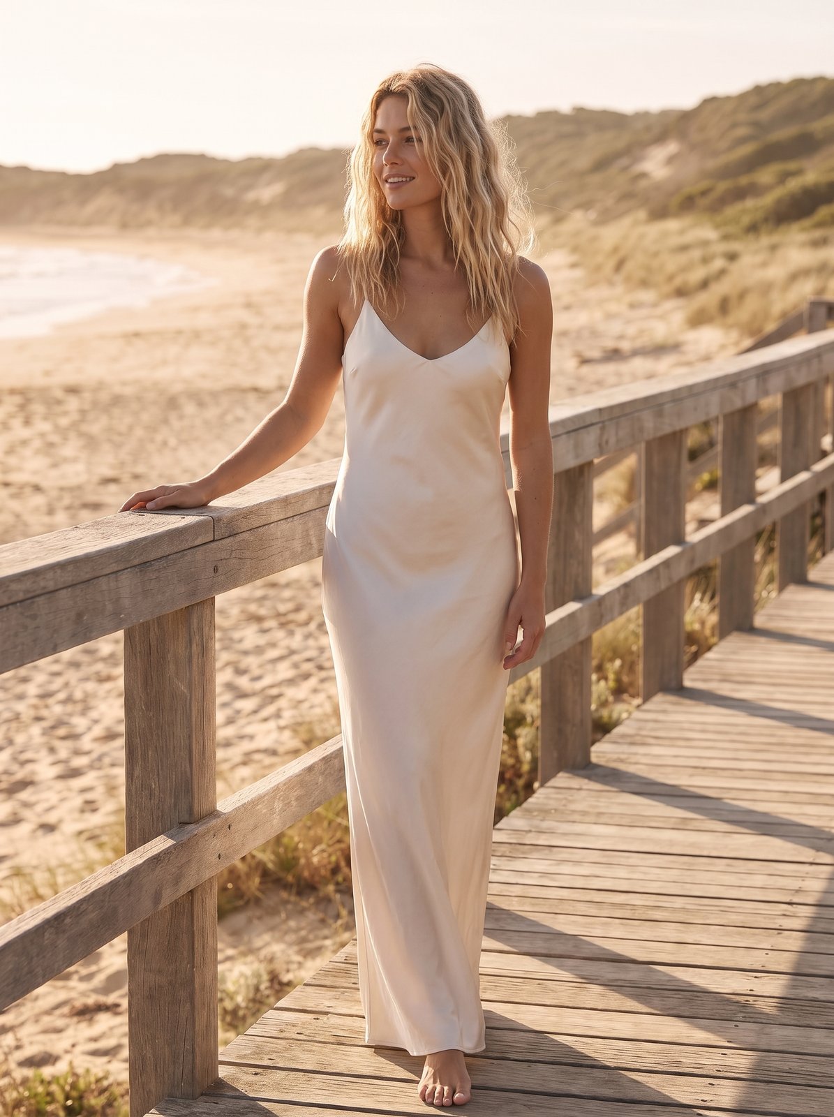 Mabel Luminous Pearl Satin Slip Maxi Dress by Riley Belle