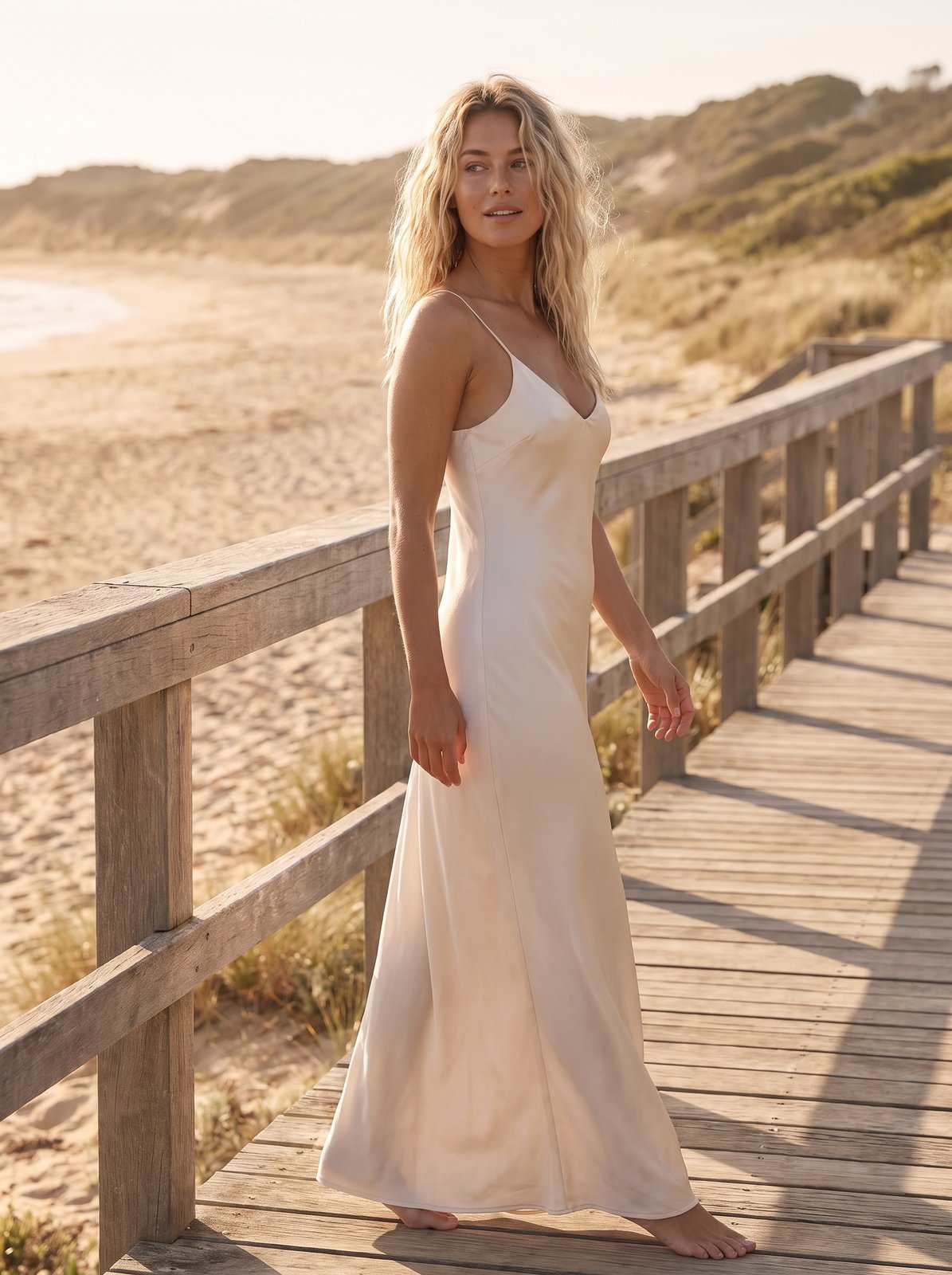 Mabel Luminous Pearl Satin Slip Maxi Dress by Riley Belle