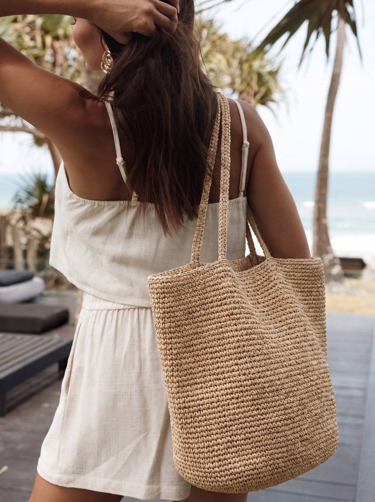 Maisie Bright Natural Beach Tote Bag by Riley Belle