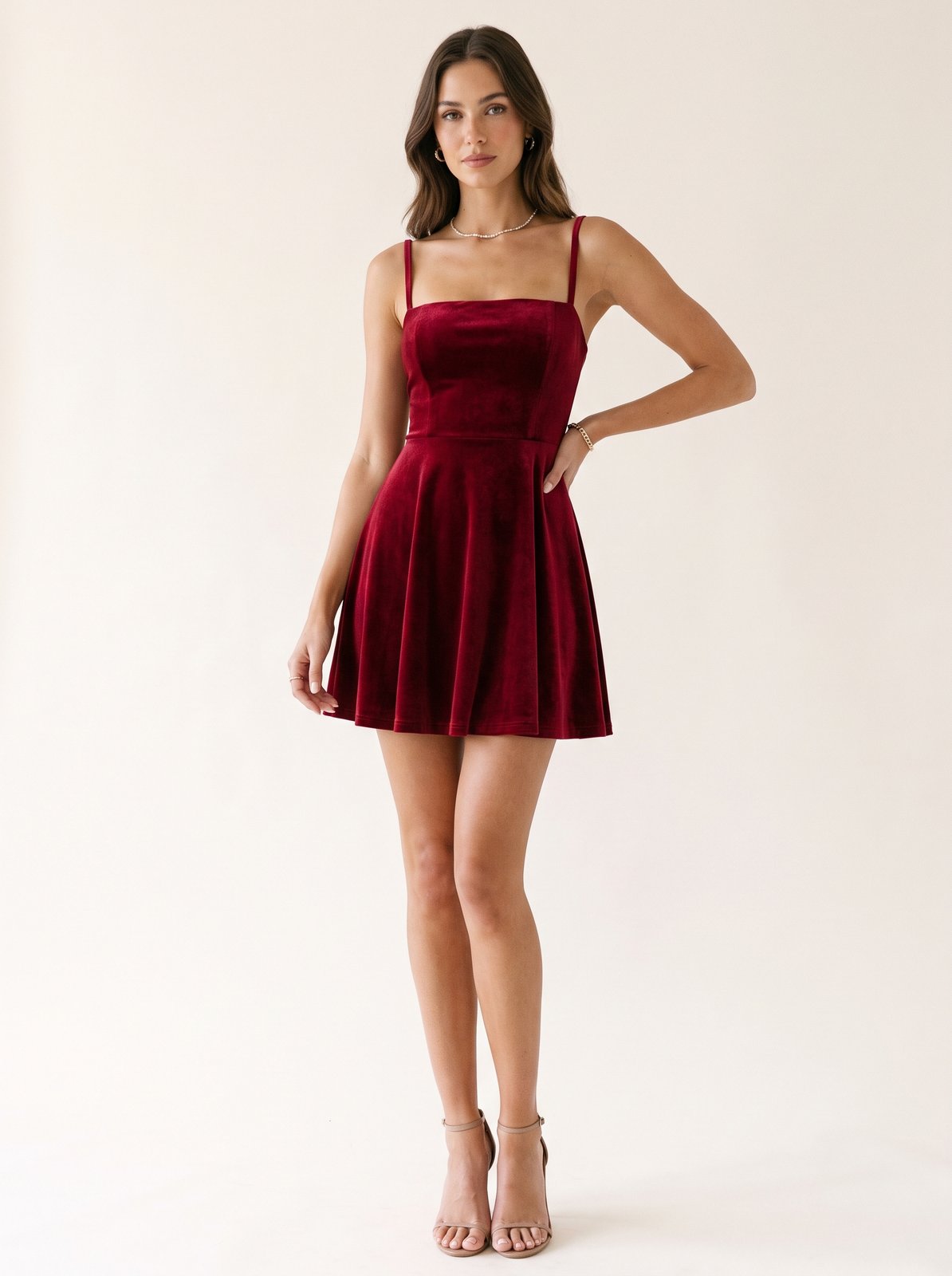 Cherry red Christmas party mini dress by Riley Belle