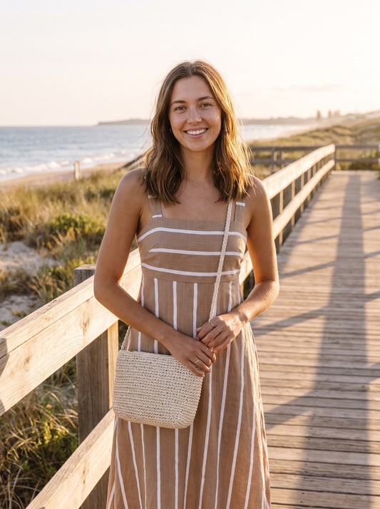 Opal Chic Cream Woven Crossbody Bag by Riley Belle