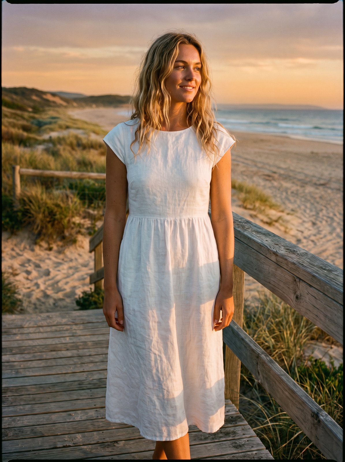Paloma Effortless White Cap Sleeve Midi Dress by Riley Belle