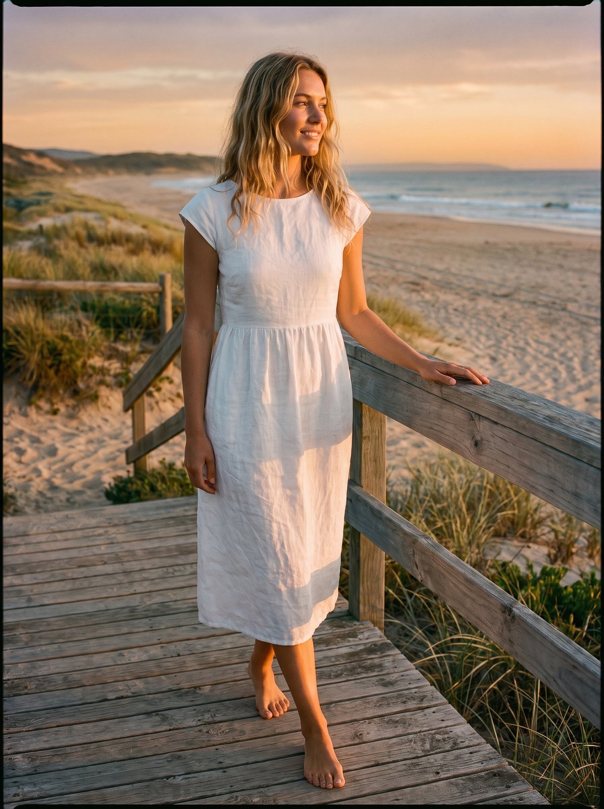 Paloma Effortless White Cap Sleeve Midi Dress by Riley Belle