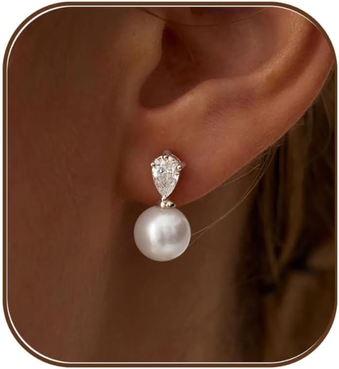 Posie Gold Pearl Drop Earrings detail by Riley Belle