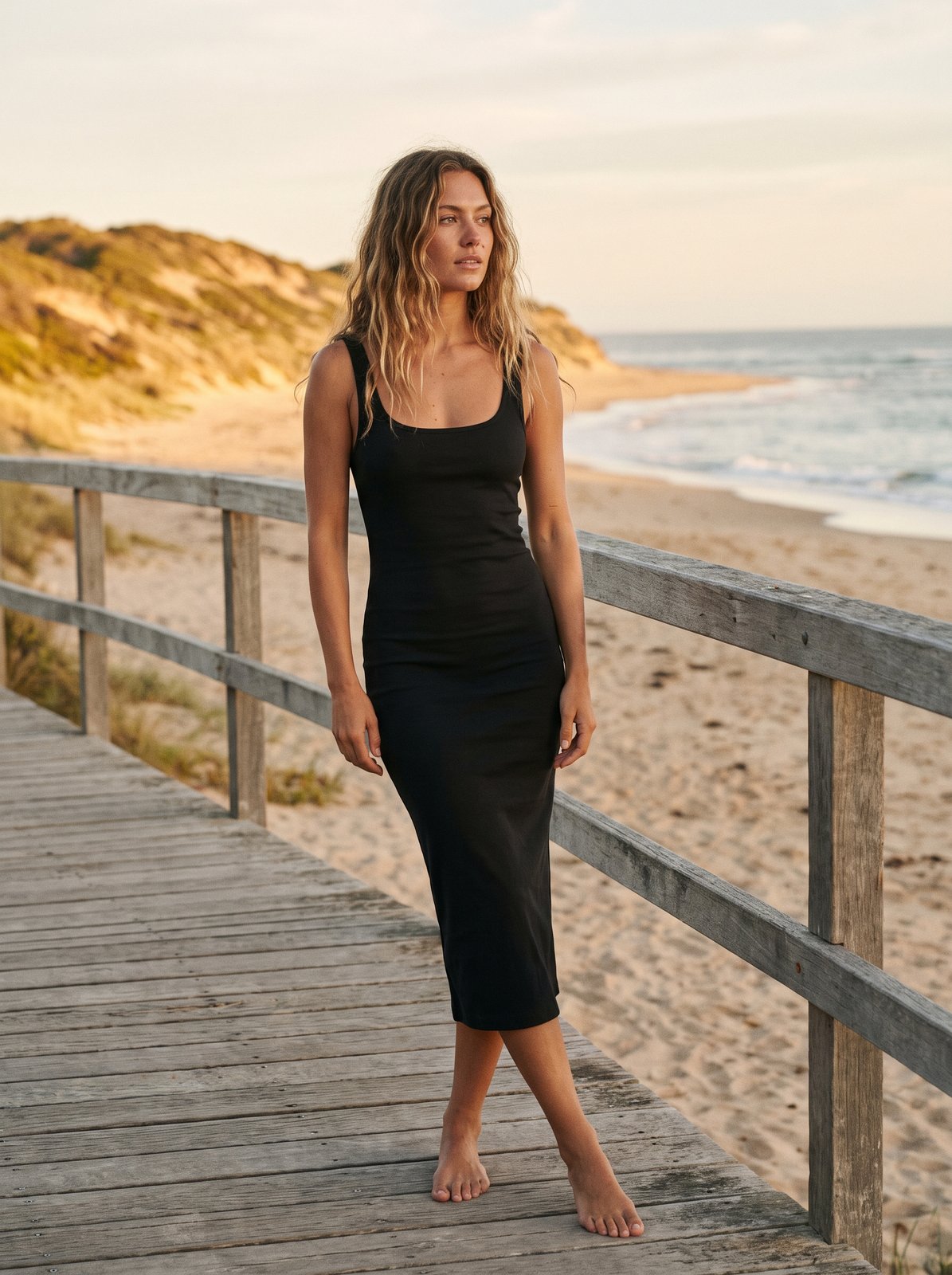 Quinn Sculpted Black Bodycon Midi Dress by Riley Belle
