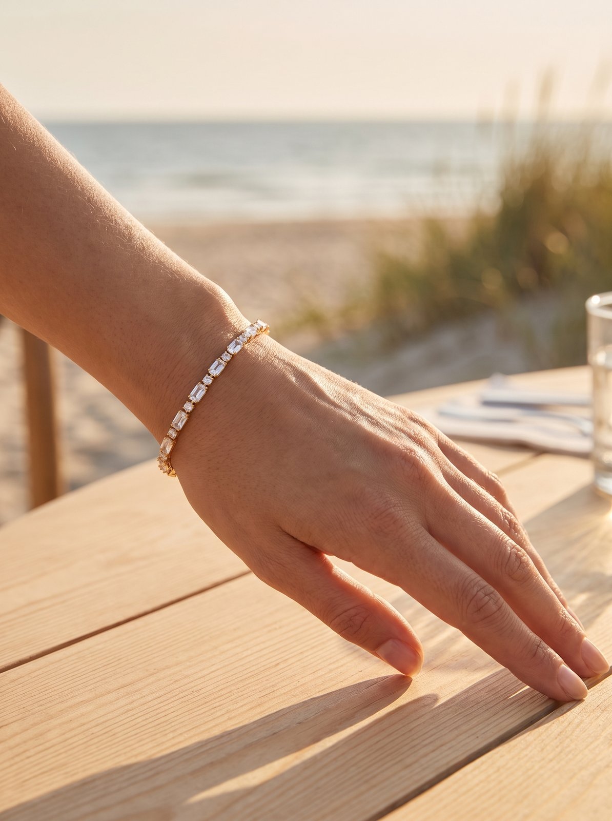 Sloane Crystal Tennis Bracelet lifestyle by Riley Belle