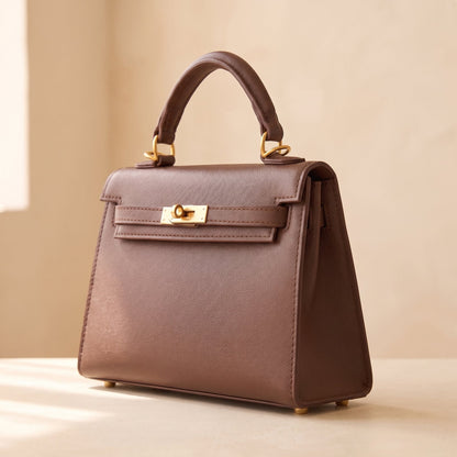 Giada Chocolate Structured Top-Handle Occasion Bag