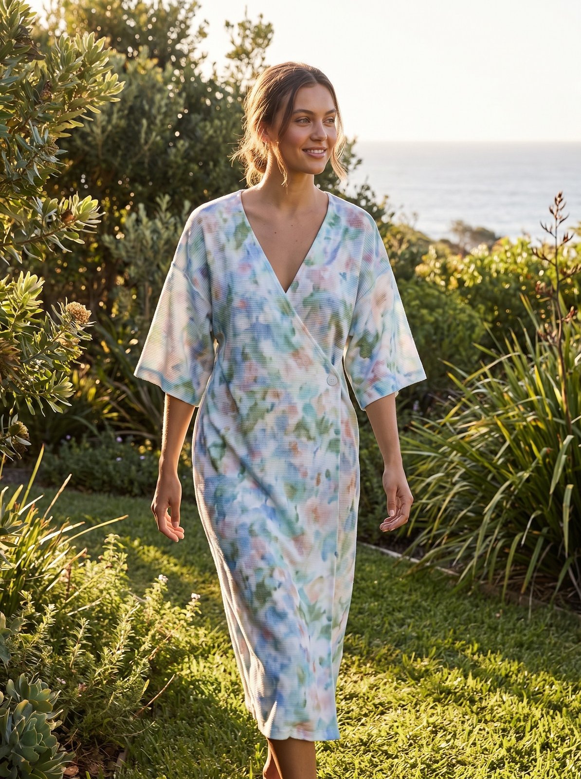 Una Romantic Print Wrap Midi Dress by Riley Belle