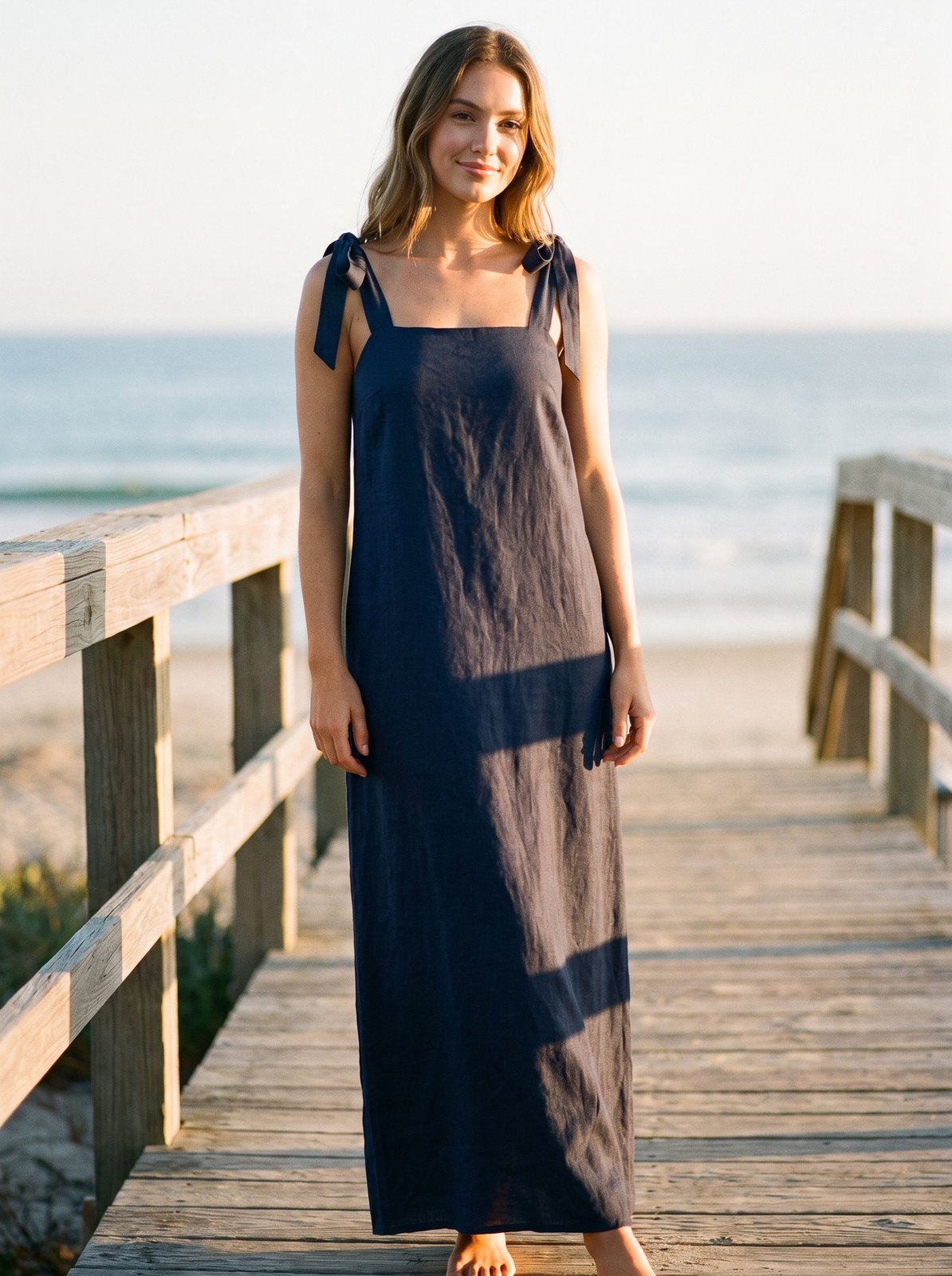 Navy linen maxi dress by Riley Belle