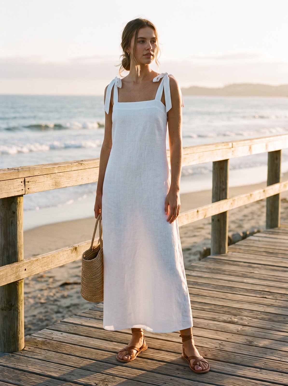 White linen maxi dress by Riley Belle